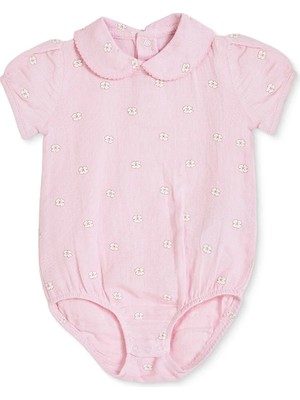 Hellobaby Kız Bebek Body Çiçek Baskılı Çıtçıtlı Bebe Yaka Kısa Kol