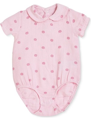 Hellobaby Kız Bebek Body Çiçek Baskılı Çıtçıtlı Bebe Yaka Kısa Kol