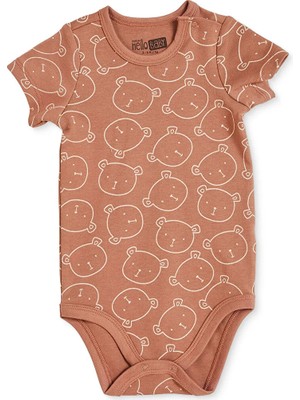 Hellobaby Erkek Bebek Body Hayvan Baskılı Çıtçıtlı Çıtçıtlı Yaka Kısa Kol