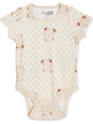 Hellobaby Erkek Bebek Body Hayvan Baskılı Çıtçıtlı Çıtçıtlı Yaka Short Sleeve