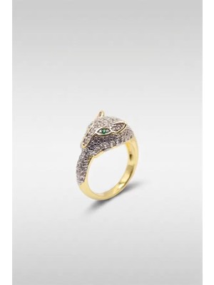 Beta Moda Hub Leopar Yüzük - Altın