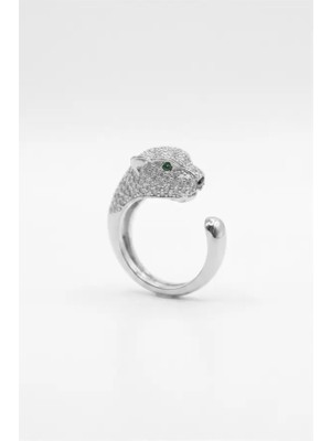 Beta Moda Hub Leopar Yüzük - Gümüş