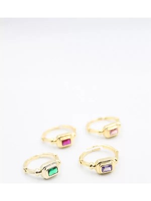 Beta Moda Hub 6'lı Taşlı Yüzük Seti - Altın