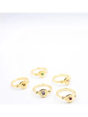 Beta Moda Hub 6'lı Taşlı Yüzük Seti - Altın