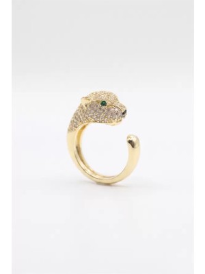 Beta Moda Hub Leopar Yüzük - Altın