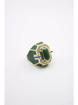 Beta Moda Hub Mineli Yüzük - Yeşil