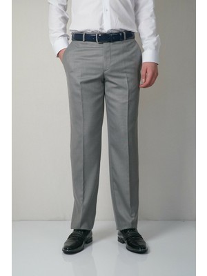 Nacar Çarşı Erkek Klasik Kesim Gri Kumaş Pantolon Boru Paça Rahat Kesim Desenli Model