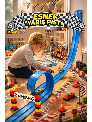 Flexible Flexıble Racıng Track Esnek Yarış Pisti Oyuncak Araba Yolu Kıvrılabilir Araba Yolu  Araba Pisti