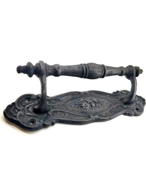 TeknoKapsül Antika Tarz Dekoratif Pirinç Çiçekli Yan Çekme Kapı Kolu - 240X62 Mm, Oksit