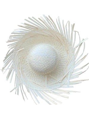 İsingir Shopping Tropikal Parti Beyaz Hasır Hawaii Şapkası 13X36 cm