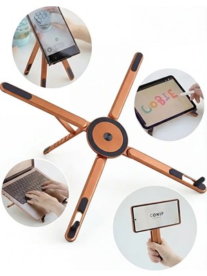 Fibaks Cep Boy Portatif 4'ü 1 Arada Manyetik Alüminyum Stand Laptop Tablet Telefon Tutucu Tripod Tüm Cihazlar ile Uyumludur