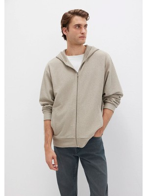Mavi Kapüşonlu Fermuarlı Bej Sweatshirt 0S10520-70154