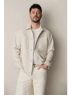 AVVA Erkek Bej Klasik Yaka Süet Dokulu Mevsimlik Comfort Fit Mont A61Y6003