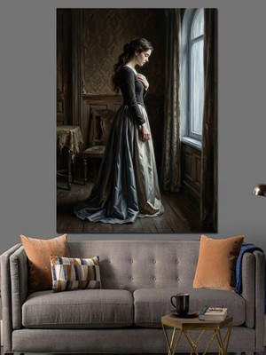 Artmeg Pencereden Bakan Melankolik Kadın Figürü Dekoratif Kanvas - Mdf Ahşap Tablo