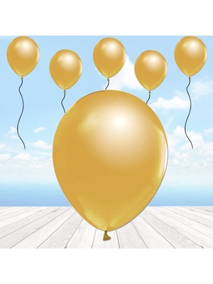 Süsle Bebek ve Parti Metalik Parlak Balon, 30 cm x 10 Adet - Altın