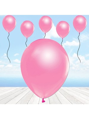Süsle Bebek ve Parti Metalik Parlak Balon, 30 cm x 10 Adet - Pembe