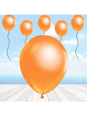 Süsle Bebek ve Parti Metalik Parlak Balon, 30 cm x 10 Adet - Turuncu