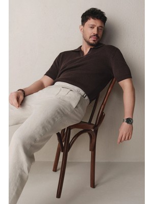 AVVA Erkek Kahve Polo Yaka Soft Touch Comfort Fit Triko T-Shirt A61Y5045