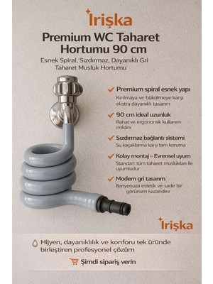 irişka İrişka Gri Taharet Hortumu 90 cm Hafif ve Pratik Esnek Yapı ile Uzun Ömürlü Kullanım