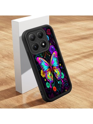 HONTINGA Xiaomi 15T ile Uyumlu Kılıfı Düşüme Önleyici Basitlik Anti Düşme Kamera Korumali Şirin Kedi Kelebek Siyah Desen Yumuşak Silikon Telefon Kılıfı Kadın ve Erkek Için Uygundur K2-0251