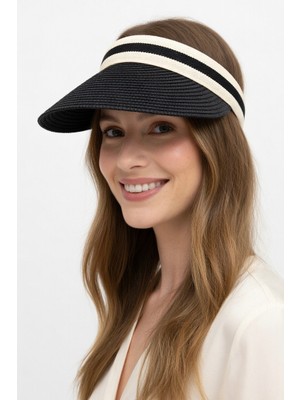 Mollycrush Kadın Siyah Hasır Taç Güneş Koruyucu Vizör | Tessettür Uyumlu Tenis Taç Şapka
