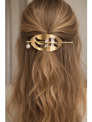 Bymiel Incili Metal Saç Tokası – Şık Dalga Tasarım