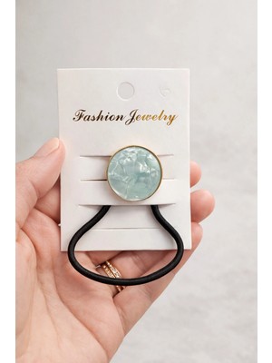 Bymiel Mint Taş Detaylı Lastik Toka – Şık Tasarım Saç Tokası