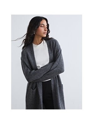 LC Waikiki Gri Şal Yaka Kadın Triko Hırka