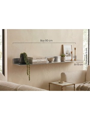 Stilorax 304 Paslanmaz Çelik Duvar Rafı– Dekoratif Metal Raf – Modern Tasarım - 90 x 16 - Inox