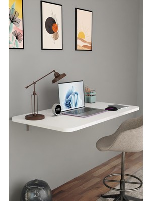 Alpa Ev Mobilya Katlanabilir Duvara Monte Masa - 50X90 cm Ofis, Ev Çalışma Masası