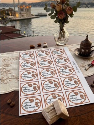 Güven Nişan - Düğün Etiket Kağıt Baskı Evlilik Sticker Tek Sayfa Yapışkanlı Isme Özel ( 70 Adet )