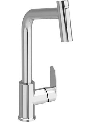 Stem Spiralli Evye Bataryası- Sınk Mıxer T Tube+Pull Out Spout