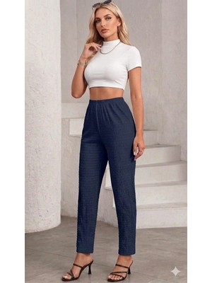 Trendseninle Kadın Laci Yüksek Bel Bürümcük Kumaş Yazlık Ev & Günlük Pantolon