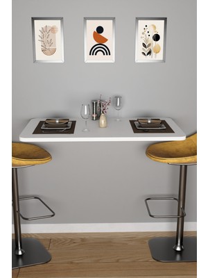 Alpa Ev Mobilya Katlanabilir Duvara Monte Mutfak Masası - 50X90 cm Yemek ve Hazırlık Masası