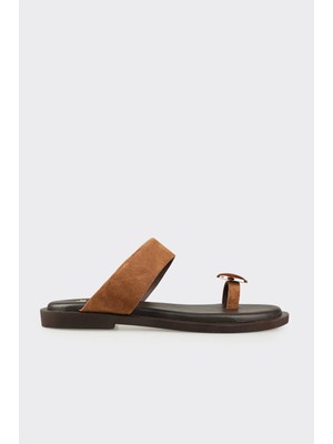 Elle Naturel Deri Kadın Terlik