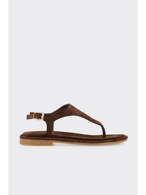 Elle Kahve Deri Kadın Sandalet