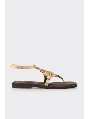Elle Gold Deri Kadın Sandalet