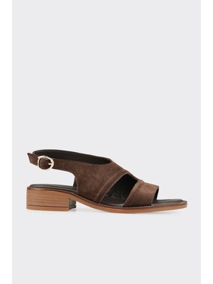Elle Kahve Deri Kadın Sandalet