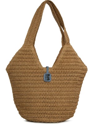 Bagmori Vizon Oval Kova Hasır Tote Çanta
