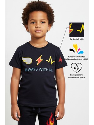 KarmeNova Always With Me Cesur Ruhlar Için %100 Pamuk Baskılı Unisex Çocuk T-Shirt Tişört | 4-9 Yaş
