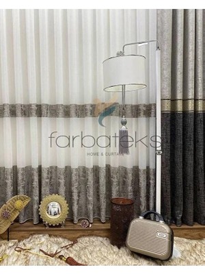Farbateks Vizon Kahverengi Renkli Tül Kırışmaz Ütü Istemez Tül Perde Karma 2kat Pileli Tül Perde