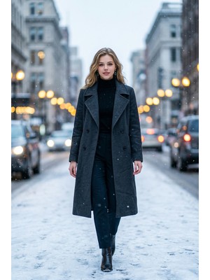 Massimo Dutti Kaban,m Beden,boy 1.15 M, Kol Boyu 50 Cm,gri Antrasit Karışımı Renk