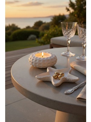 Safir Design Modern Dekoratif Set - Mumluk ve Deniz Yıldızı Formunda Kase-Mum Hediyeli