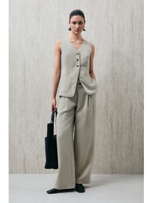 Lufian Stella Kadın Bluz Yelek Bej