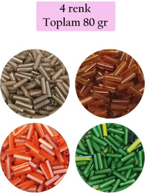 Just Cheap Store Uzun Boru Kesme Boncuk Çap 2mm Uzunluk 10 mm - 4 Renk - Toplam 80 Gram - BNC433
