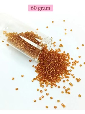 Just Cheap Store Dökme Cam Kum Boncuk (11/0) 2 mm - 60 Gram -  Koyu Bal Rengi - BNC070