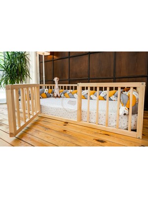 Wood And Montessori Woodandmontessori Montessori Doğal Ahşap Kapılı Çocuk Yatağı