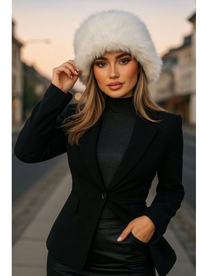 Bigdart Kadın Peluş Kalpak Şapka 010194 - Ekru
