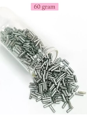 Just Cheap Store Uzun Boru Kesme Boncuk Çap 2mm Uzunluk 10 mm - 60 Gram - Desenli Gümüş - BNC283