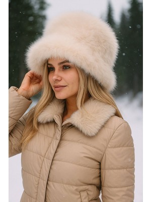 Bigdart Kadın Peluş Kalpak Şapka 010194 - Bej